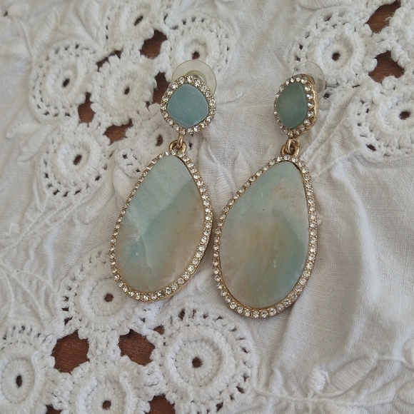 Elegant Gold and Blue Drop Earrings